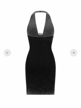 Diesel Black Ribbed One-Shoulder Halter Dress
